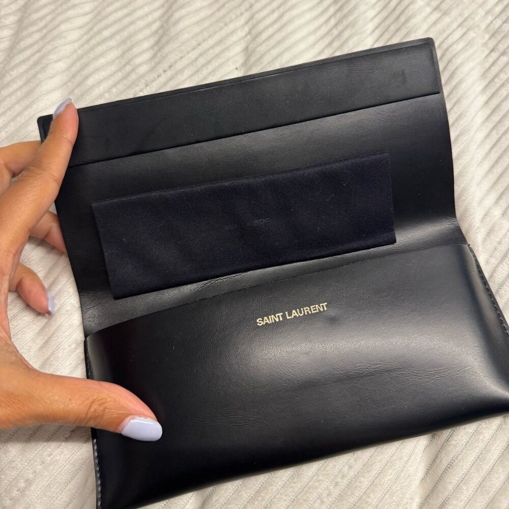 Saint Laurent Sunglasses Case — Black with Cleaning Cloth (Authentic)